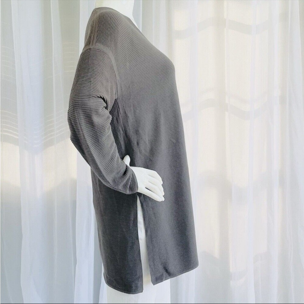 Lafayette 148 NY Gray Ribbed Knit Long Sleeve Tunic | Size Small - Picture 3 of 5